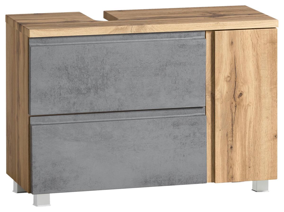 Waschbeckenunterschrank Varese ca. 85x56 cm Wotan Eiche - Eiche Wotan/Hellgrau, MODERN, Holzwerkstoff (85/56/35cm) - Held