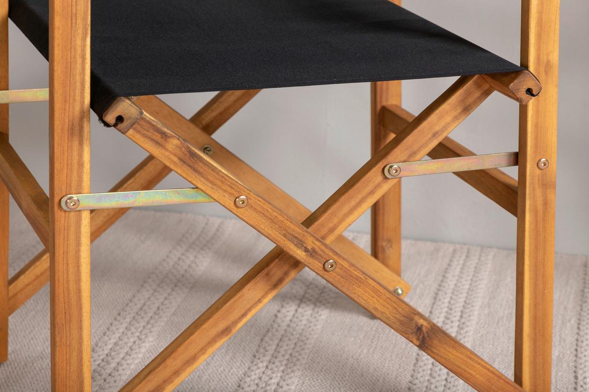 Klappstuhl Marion ca. 53x90x55 cm Akazie/Schwarz - Schwarz/Akaziefarben, KONVENTIONELL, Holz/Textil (53/90/55cm) - Gardenson