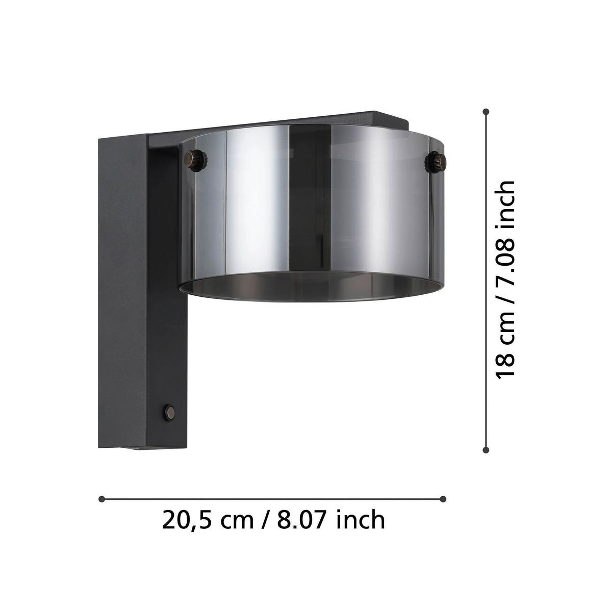 Wandleuchte 39876_copillos - Schwarz, Design, Glas/Metall (18/15/20,5cm) - Eglo