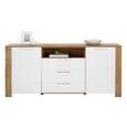 Sideboard Wildeiche/Weiß Hochglanz - Silberfarben, MODERN, Holzwerkstoff/Kunststoff (186/83/38cm)