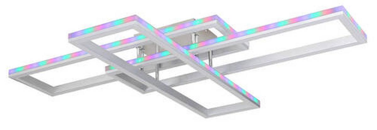 LED-Deckenleuchte Salmos Opal/Silberfarben max. 50 Watt - Silberfarben/Opal, Design, Kunststoff/Metall (100/69,5/13,5cm) - Globo