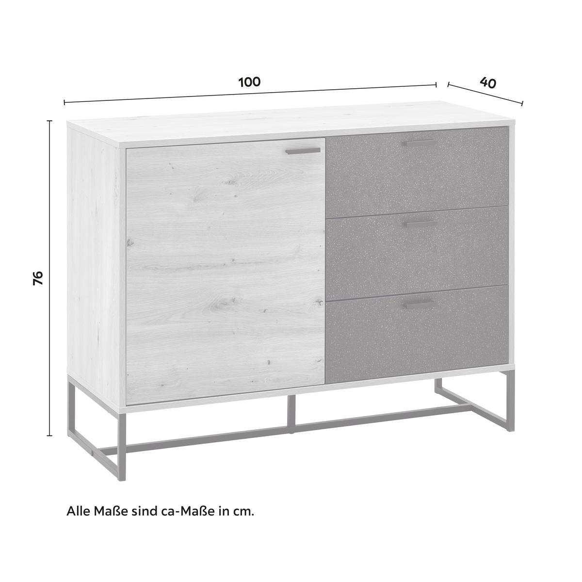 Tálalószekrény Fosca - tölgyfa színű/fekete, Modern, fém (100/76/40cm) - Bessagi Home