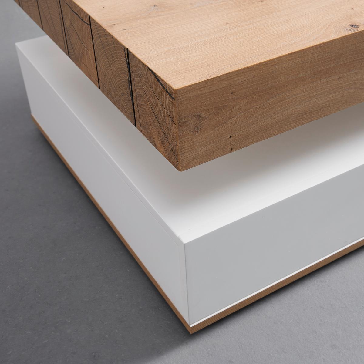 Măsuță de cafea CARA - alb/culoare lemn stejar, Modern (110/60/38cm) - Bessagi Home