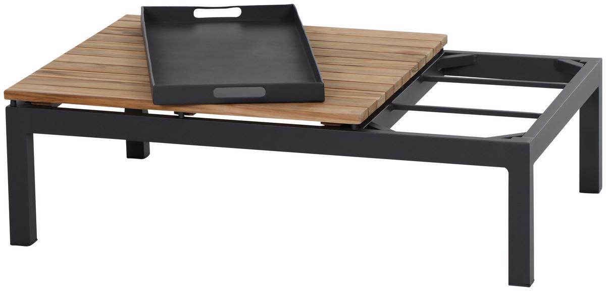 LOUNGETISCH M04118 - Anthrazit/Teakfarben, MODERN, Holz/Metall (102/70/27,5cm) - Siena Garden