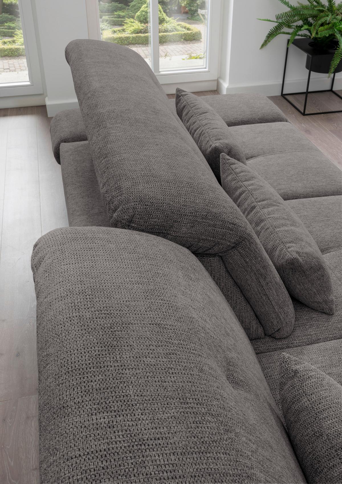 Wohnlandschaft Dalida Braun/Grau Chenille - Chromfarben/Graubraun, Design, Textil/Metall (196/300cm) - Livetastic