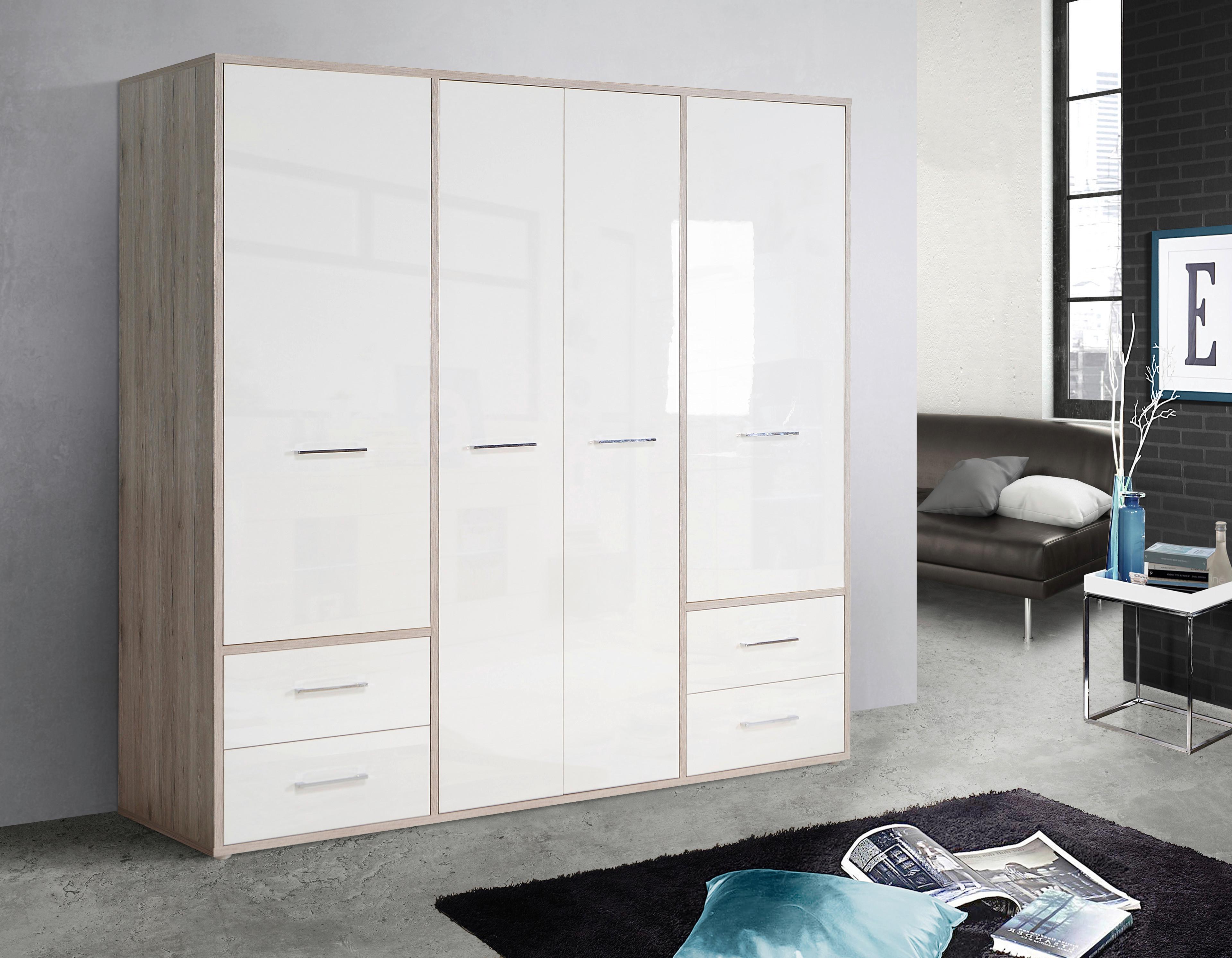 DULAP USI ROTATIVE JANDIA - alb/culoare lemn stejar, Konventionell, plastic/metal (209/201,5/60cm) - Modern Living
