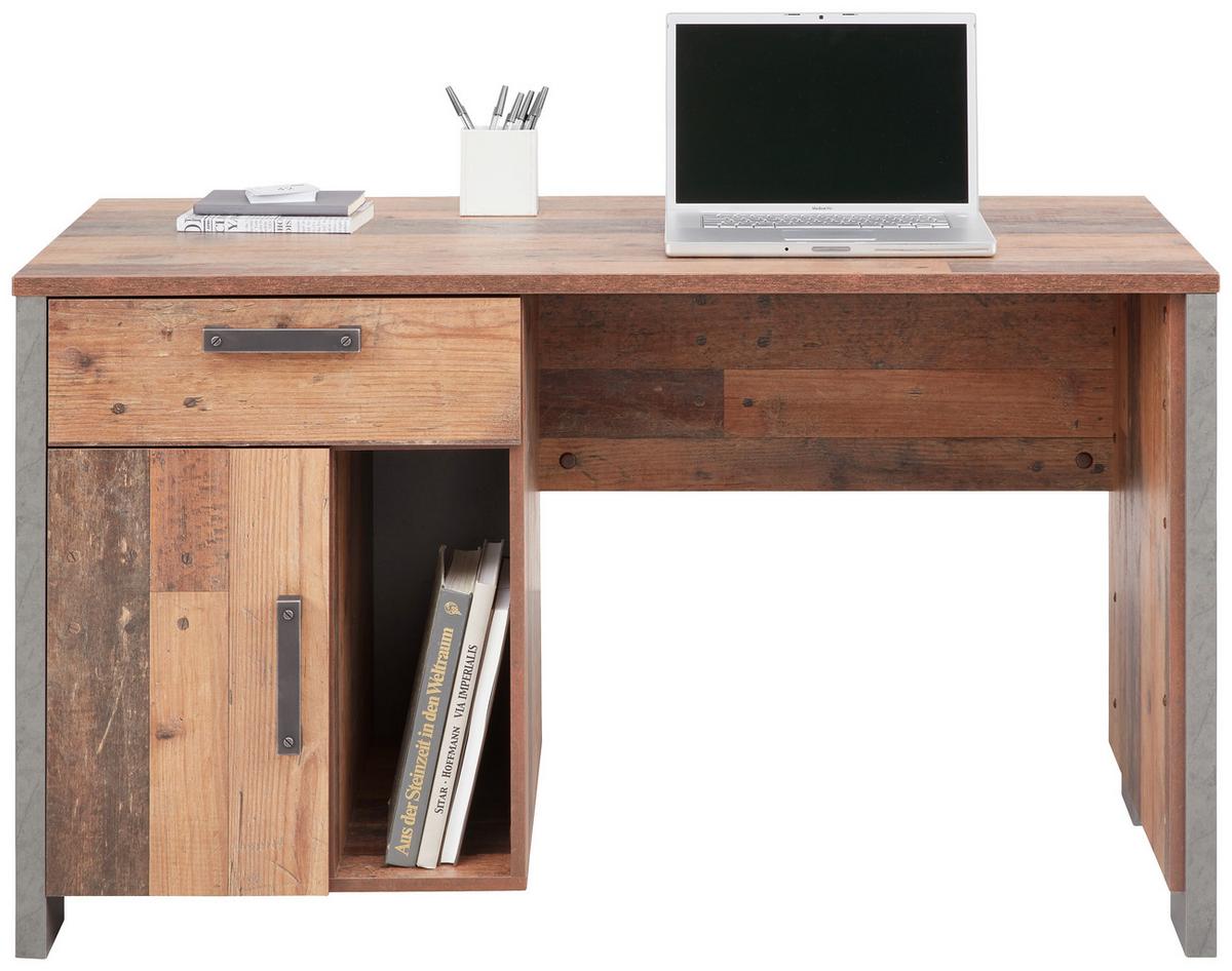Radni Stol Baghira - tamno siva/smeđa, Konvencionalno, drvni materijal/metal (126,5/73,5/60cm) - Premium Living
