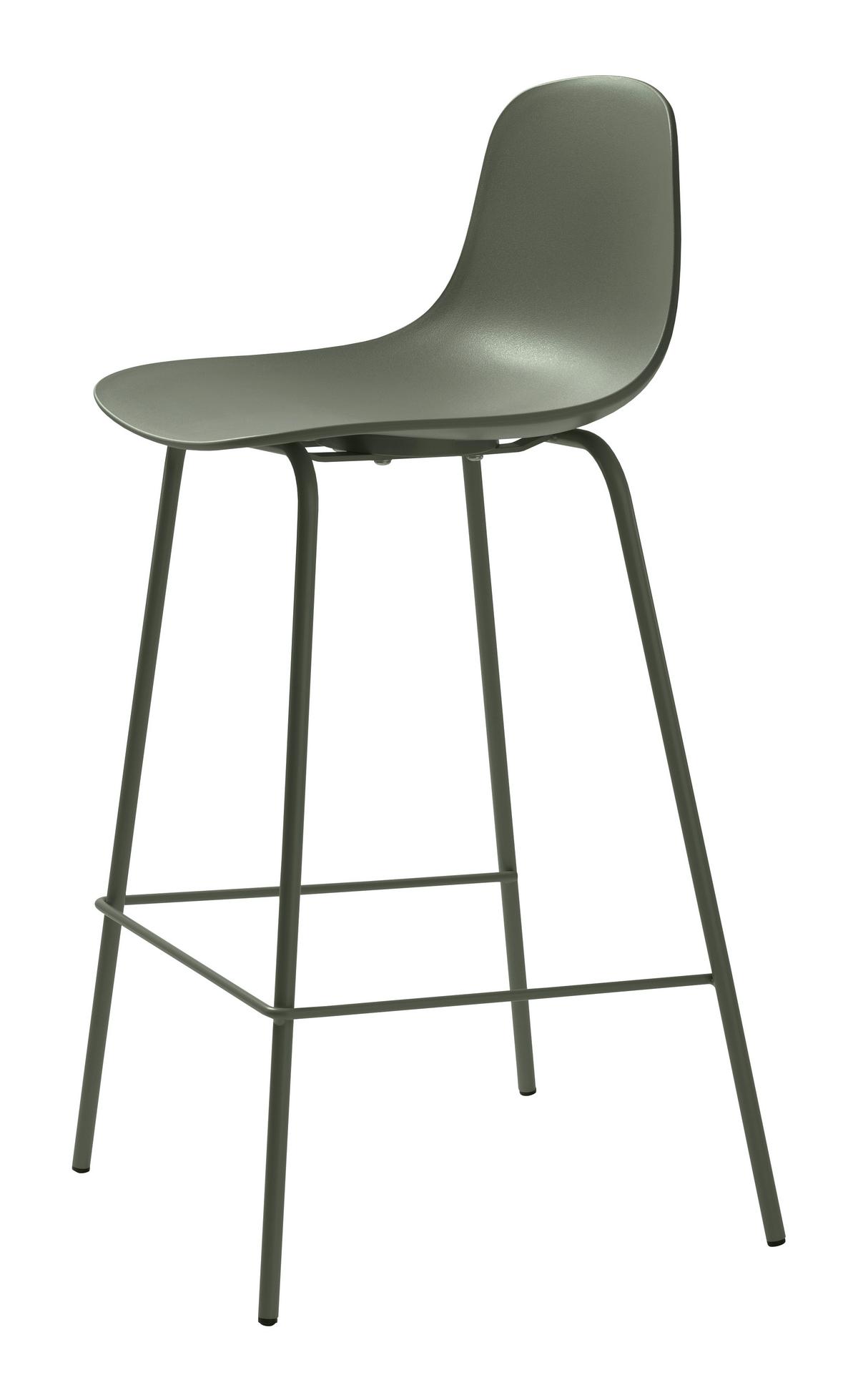 STOŁEK BAROWY WHTBIY - oliwkowa zieleń, Design, tworzywo sztuczne/metal (41/93/48cm) - Boxxx