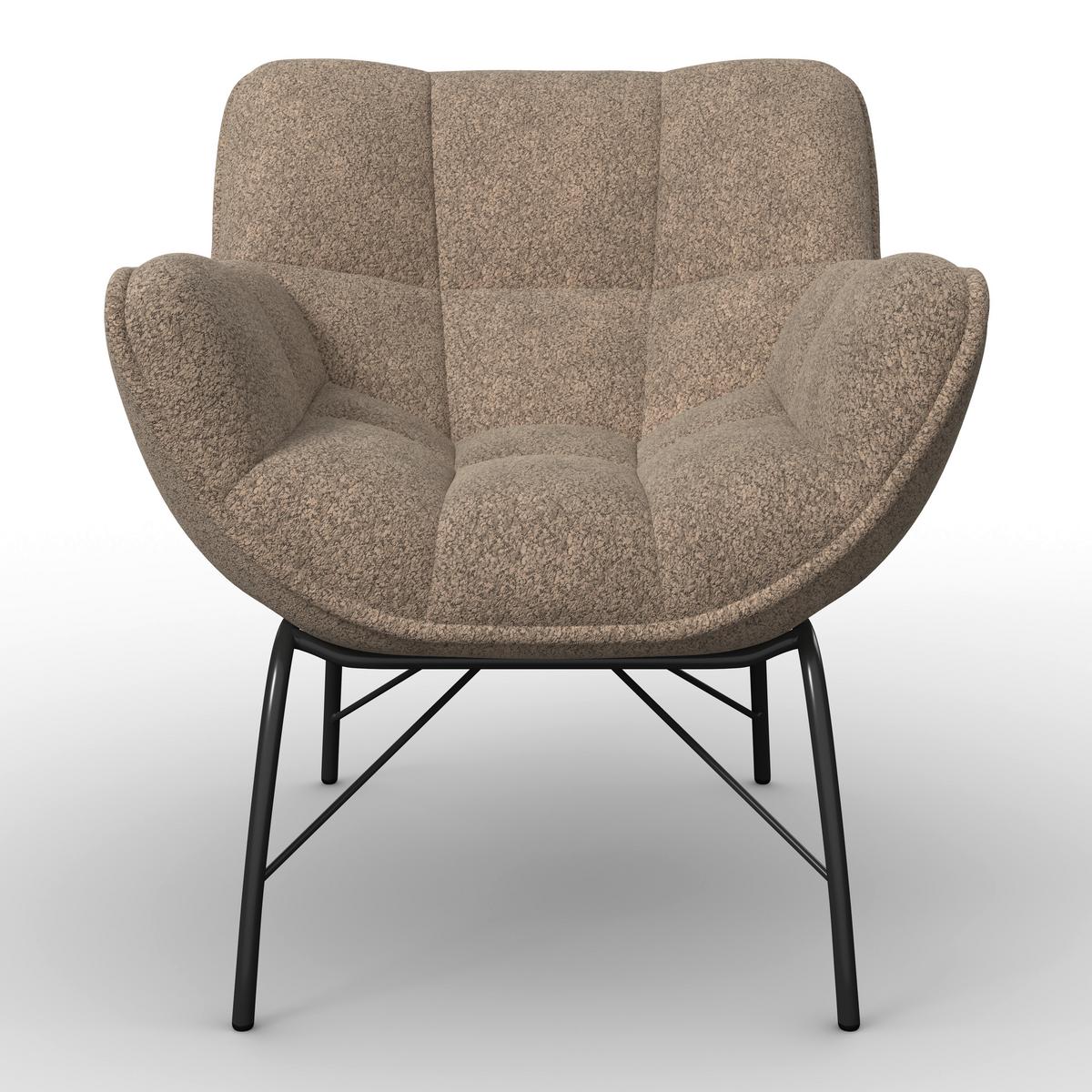 Relaxsessel Robin Bouclé Braun - Schwarz/Braun, MODERN, Textil/Metall (72/78/81cm) - Bessagi Home