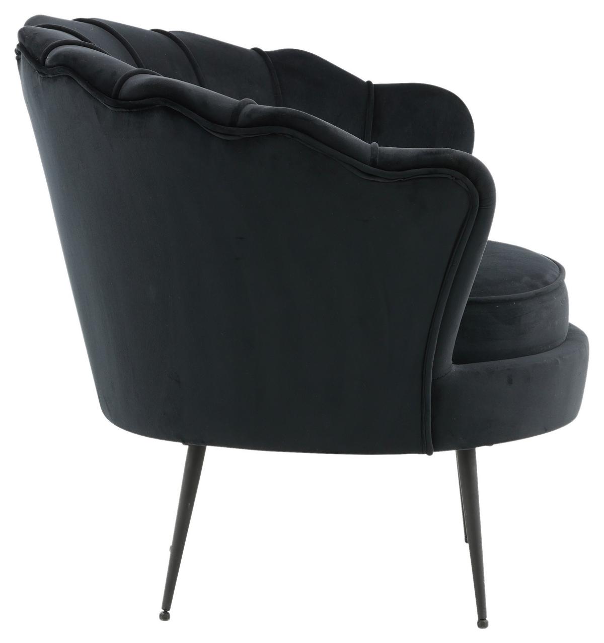 Sessel Calais ca. 83x76 cm Schwarz Samt - Schwarz, Design, Textil/Metall (83/76/77cm) - Livetastic