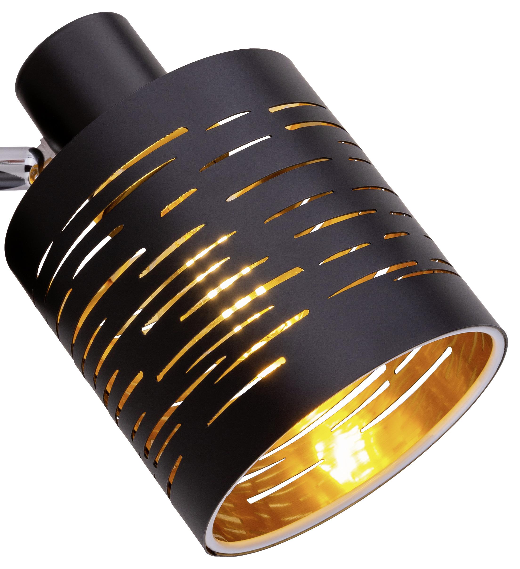 Strahler Tunno in Schwarz max. 15 Watt - Goldfarben/Schwarz, Design, Kunststoff/Metall (10/13/14,5cm) - Globo