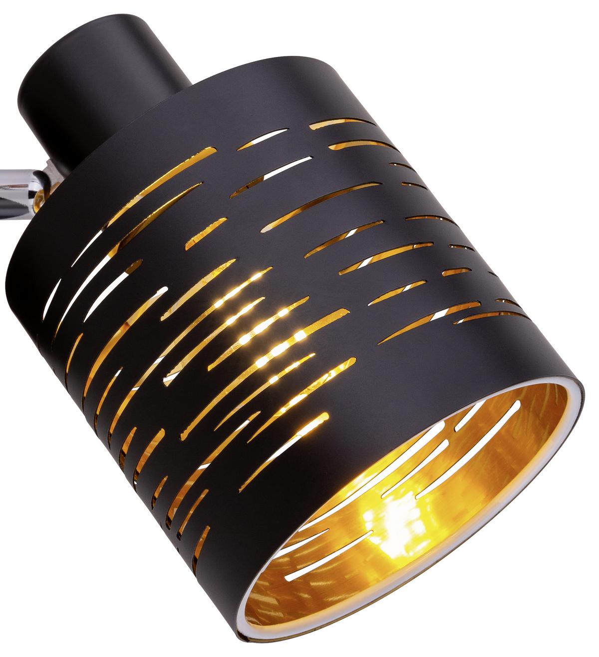Strahler Tunno in Schwarz max. 15 Watt - Goldfarben/Schwarz, Design, Kunststoff/Metall (10/13/14,5cm) - Globo