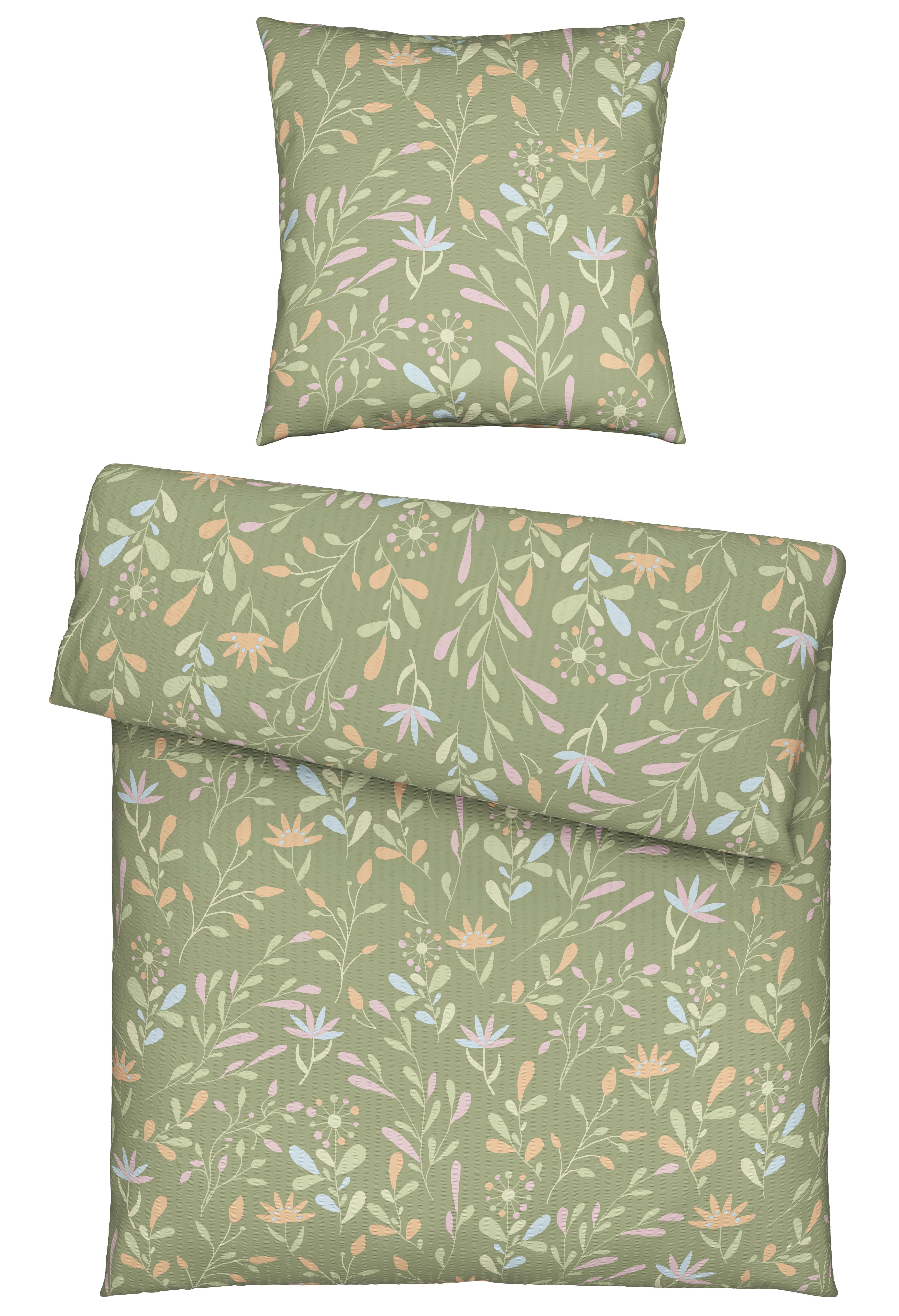 Bettwäsche Marina Grün ca, 135x200cm - Grün, KONVENTIONELL, Textil (135/200cm) - Mömax