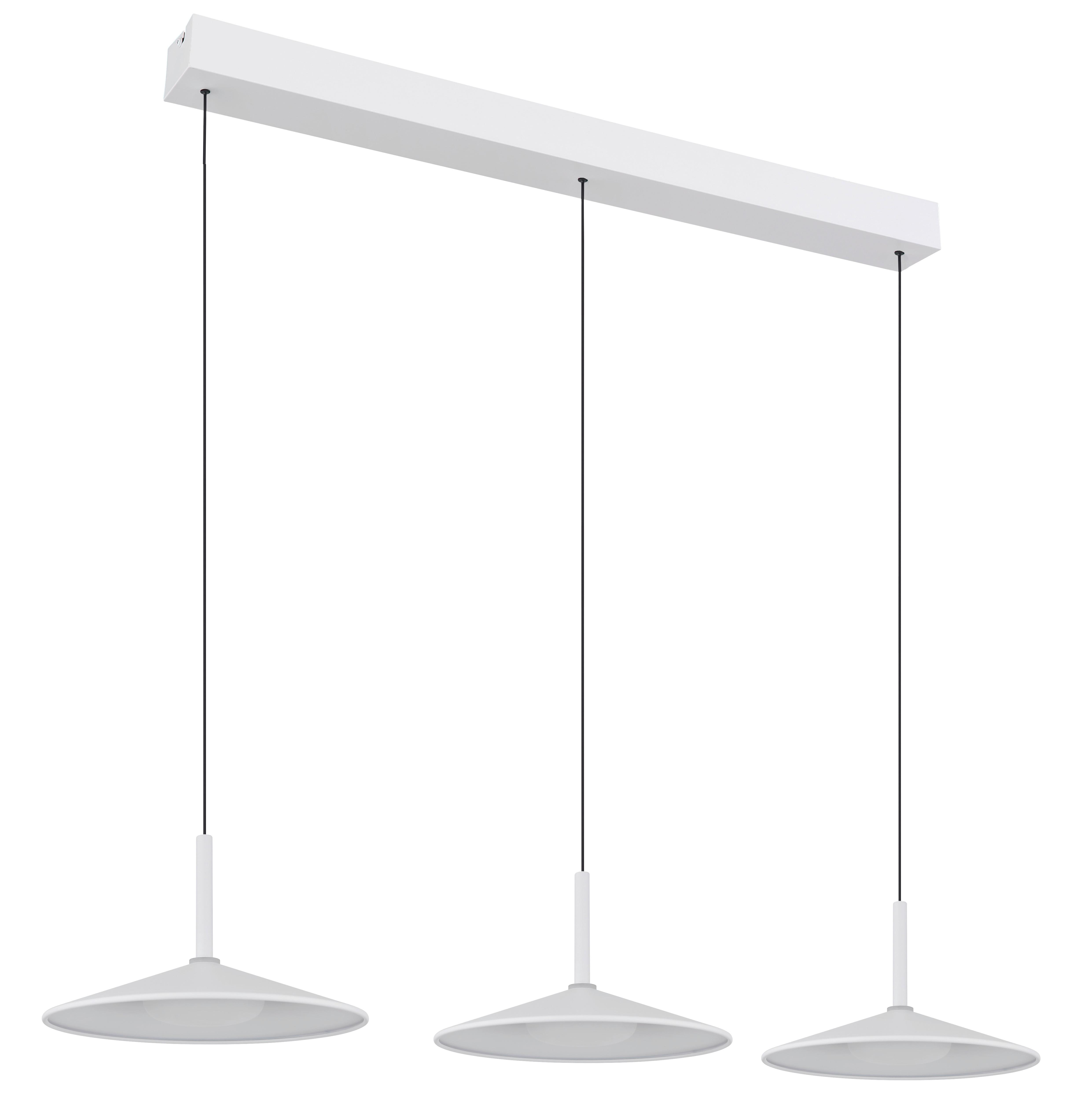 LED-HÄNGELEUCHTE 15635W-3H LAMPONE - Weiss/Transparent, Trend, Kunststoff/Metall (95/25/50-180cm) - Globo