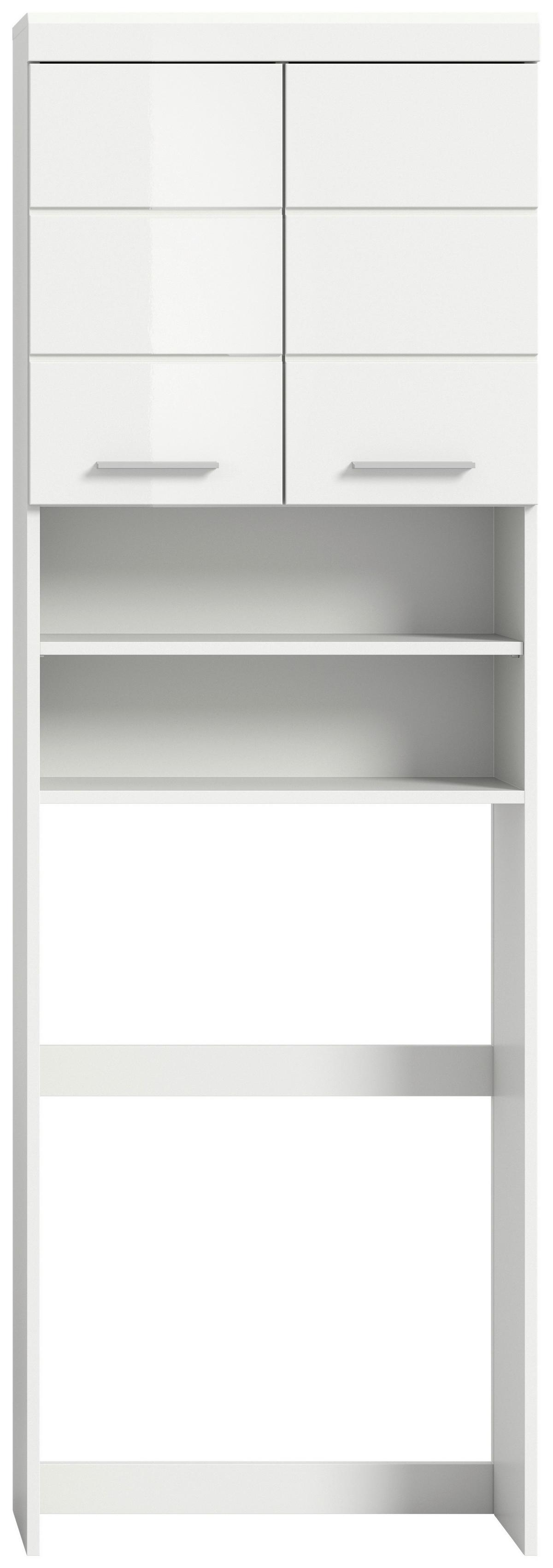 Waschmaschinenschrank SCOUT Weiß/Hochglanz ca.63x191x24cm - Weiß Hochglanz/Silberfarben, MODERN, Holzwerkstoff/Kunststoff (63/191/24cm) - MID.YOU