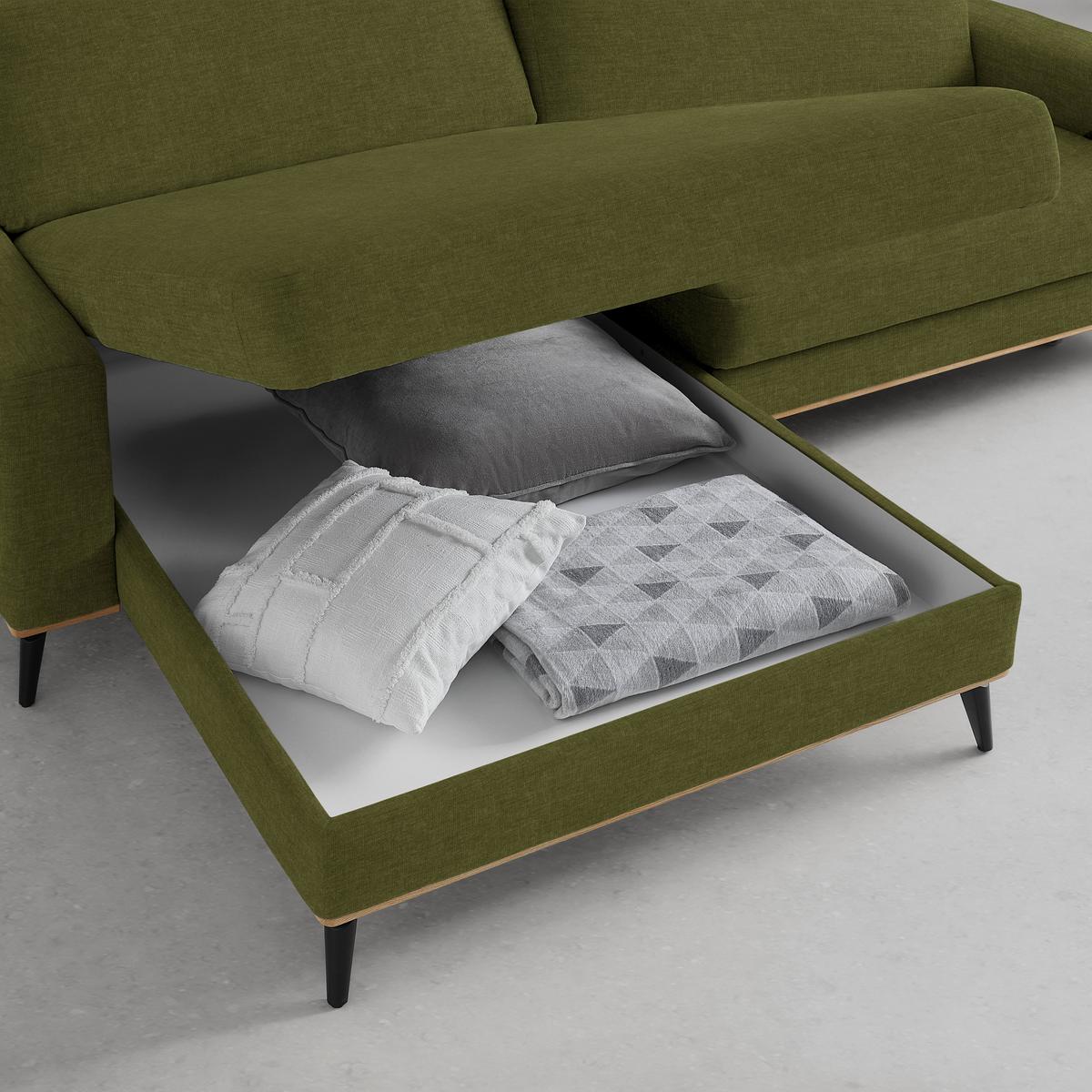Wohnlandschaft Romeo Grün - Schwarz/Grün, KONVENTIONELL, Textil/Metall (167/87/234cm) - Zandiara