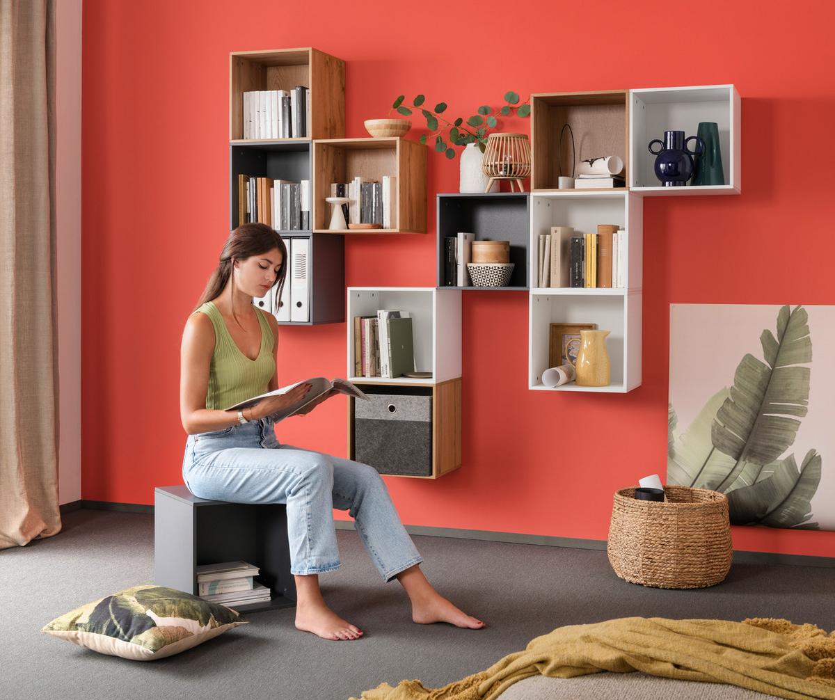 Sitzbox Cubix zum hängen Anthrazit - Anthrazit, Konventionell, Holzwerkstoff (36/36/34cm) - Mömax