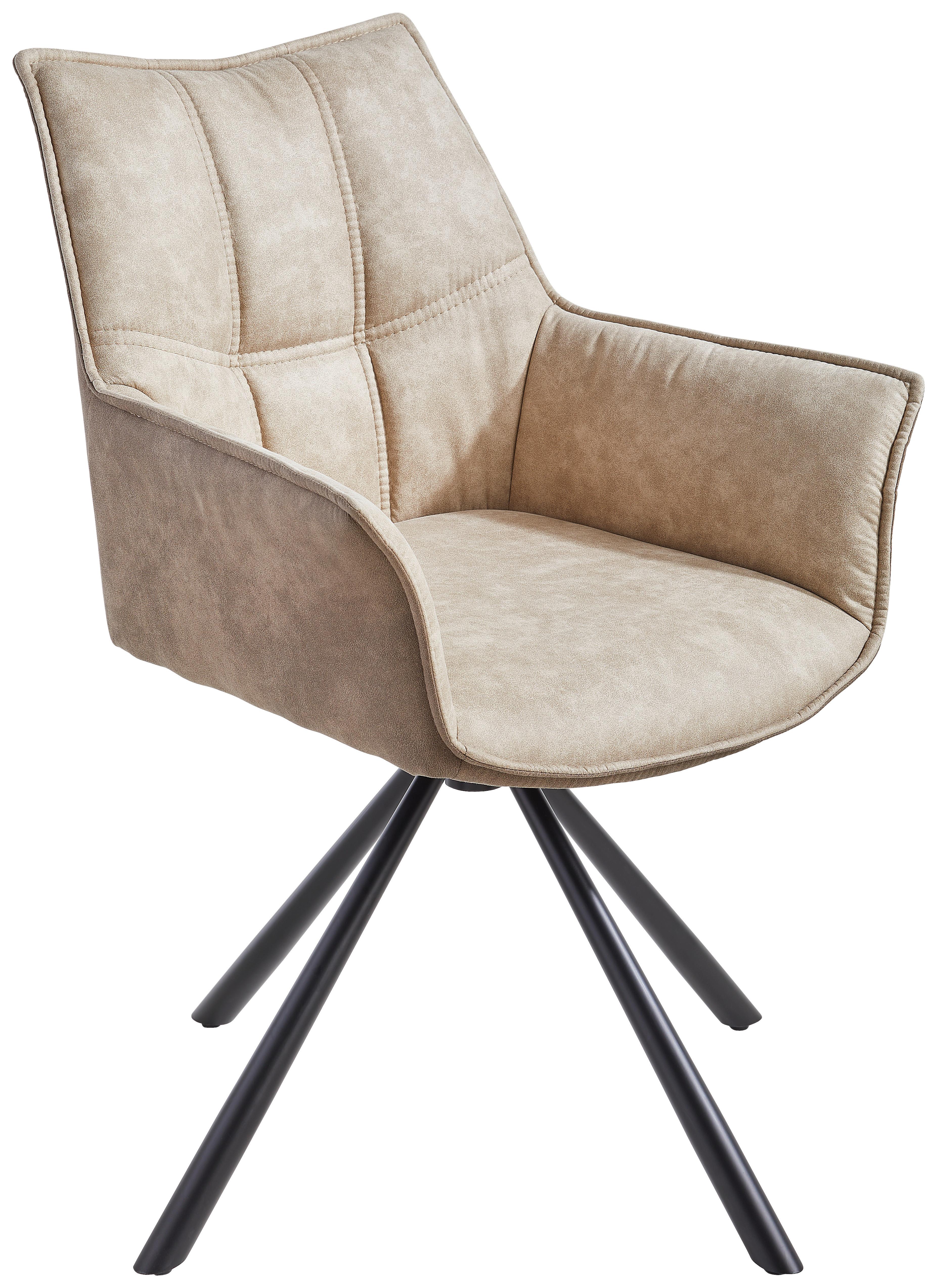 KRZESŁO Z PODŁOKIETNIKAMI LABIN - czarny/brązowy, Modern, metal/tkanina (63/85/64cm) - Livetastic