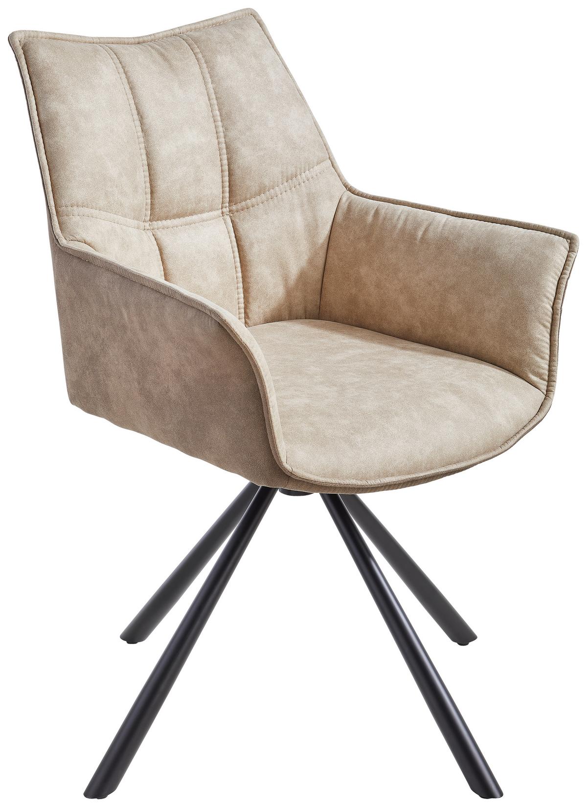 KRZESŁO Z PODŁOKIETNIKAMI LABIN - czarny/brązowy, Modern, metal/tkanina (63/85/64cm) - Livetastic