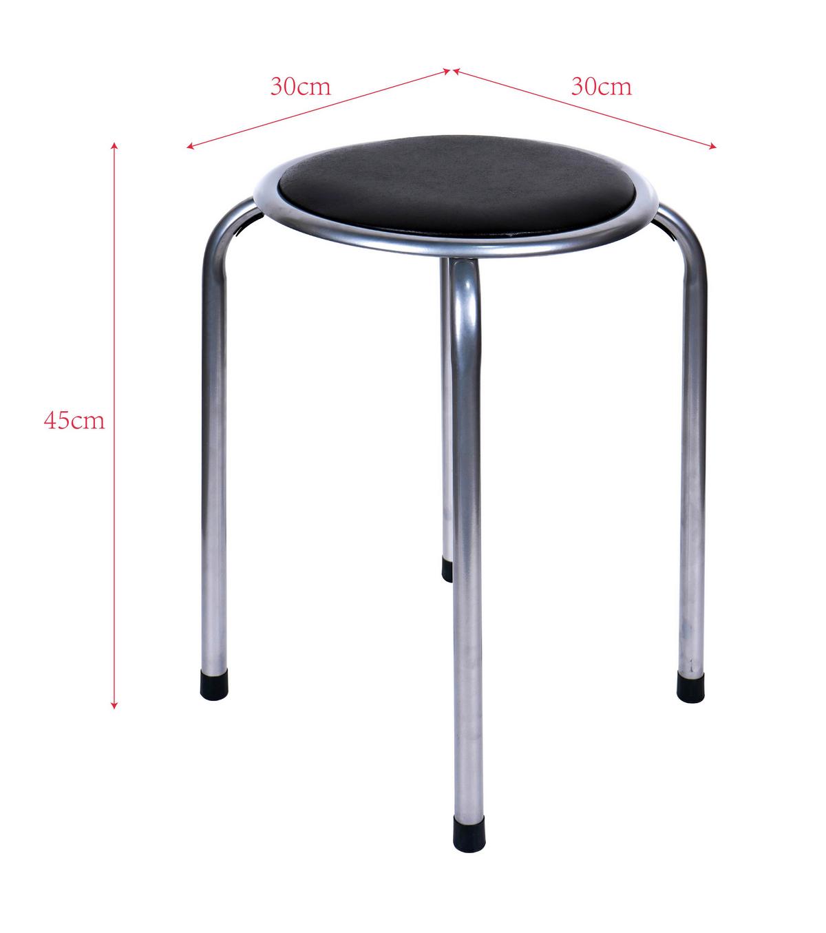 Taburet stivuibil RAKI 2 - negru/culoare aluminiu, Modern, metal (30/45/30cm) - Modern Living
