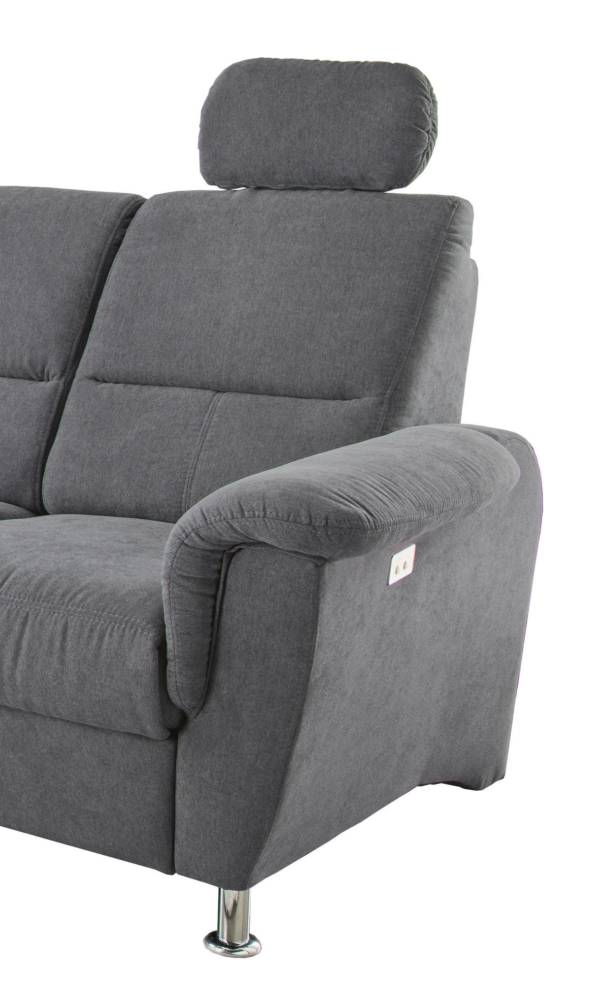 Wohnlandschaft Parole Anthrazit Mikrofaser - Chromfarben/Anthrazit, KONVENTIONELL, Textil/Metall (165/292cm) - Livetastic