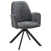 Scaun cu brațe ETA - negru/gri, Modern, lemn/metal (54/88/60cm) - Mömax