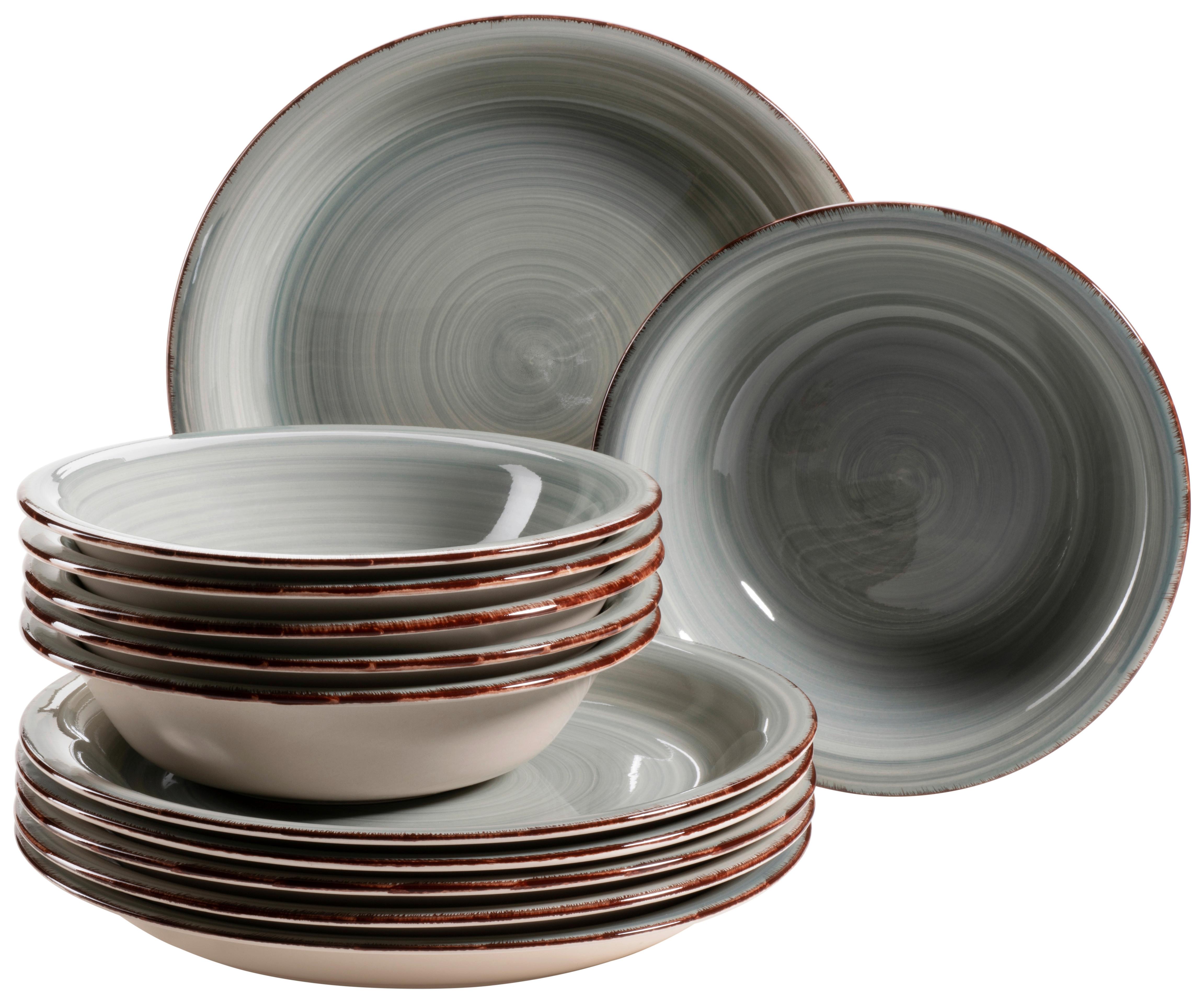 Tafelservice Lumaca aus Steingut, 12-teilig - Grau, Basics, Keramik - Mäser