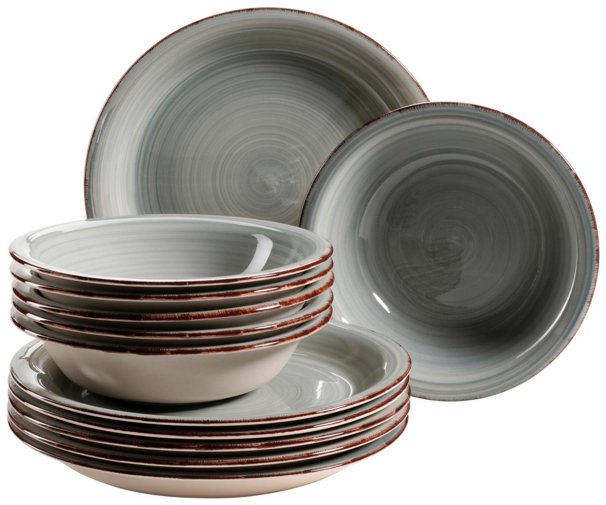 Tafelservice Lumaca aus Steingut, 12-teilig - Grau, Basics, Keramik - Mäser