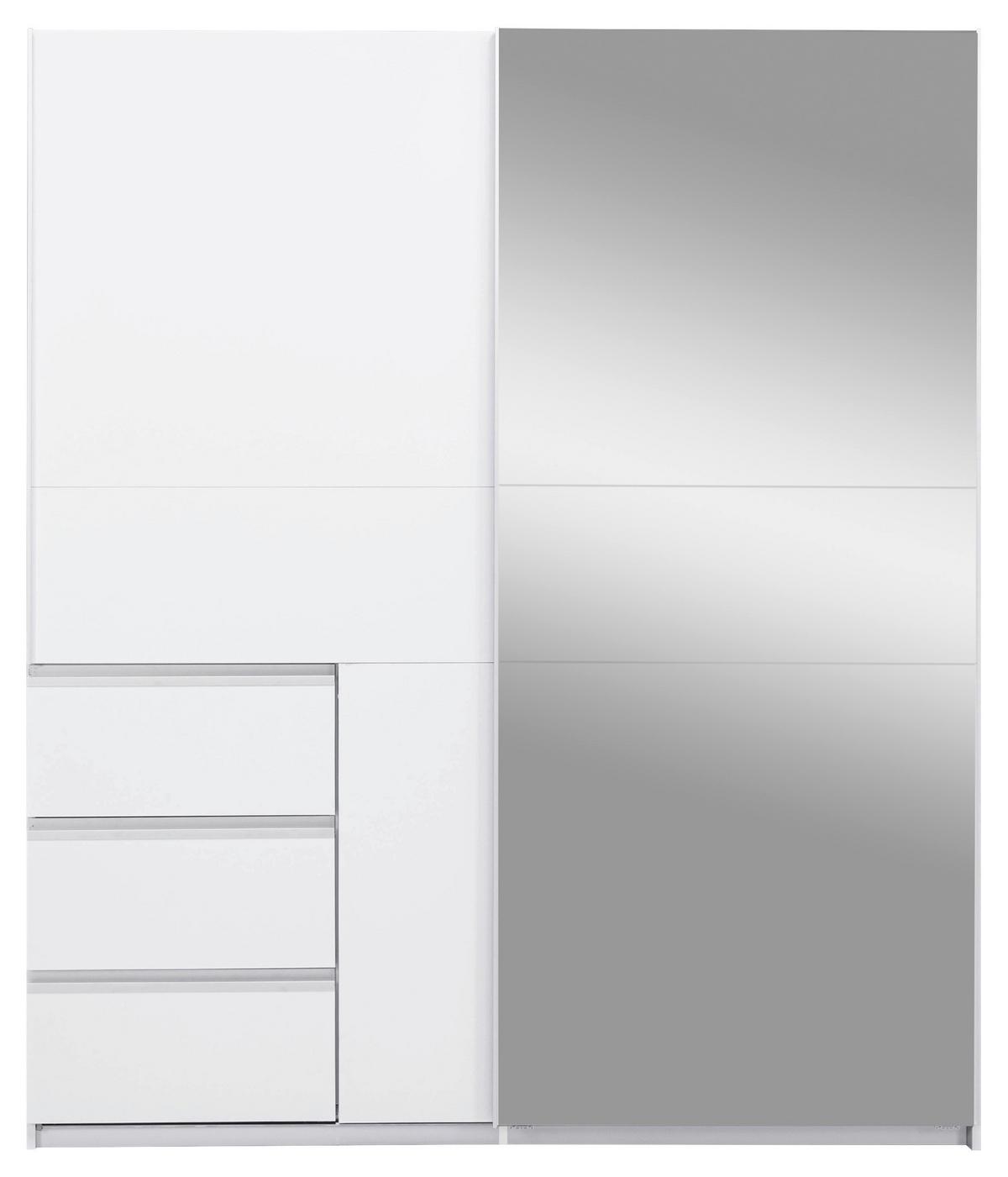 Omara Z Drsnimi Vrati Wilma, Bela - bela, Moderno, kovina/leseni material (175/210/61,5cm) - P & B