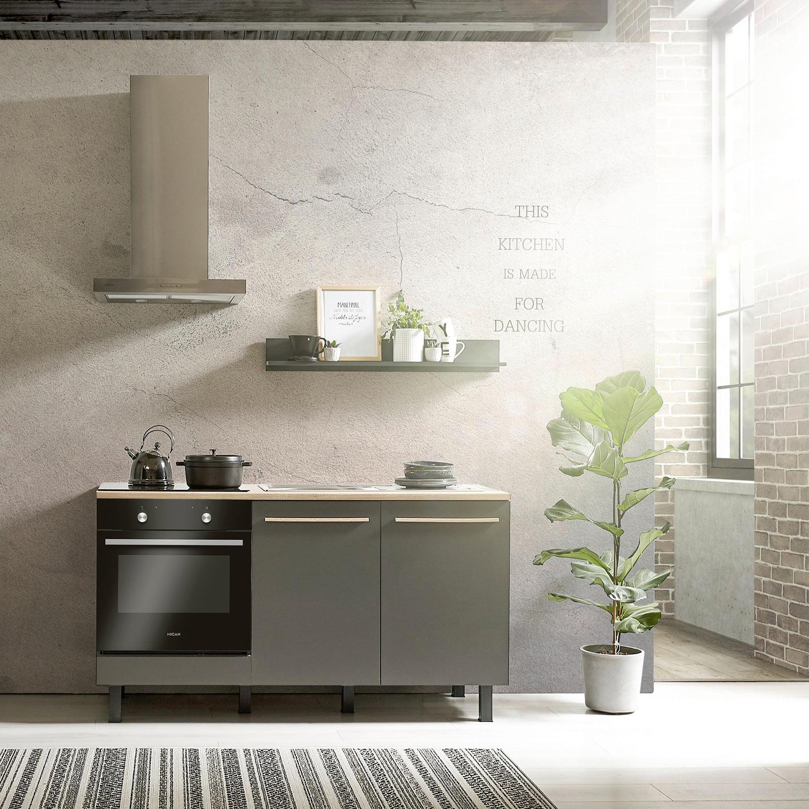 Kuhinjski Blok Brez Aparatov Bilberry, Siva, Hrast, 160cm - hrast sonoma/antracit, Design, leseni material (160cm) - MID.YOU