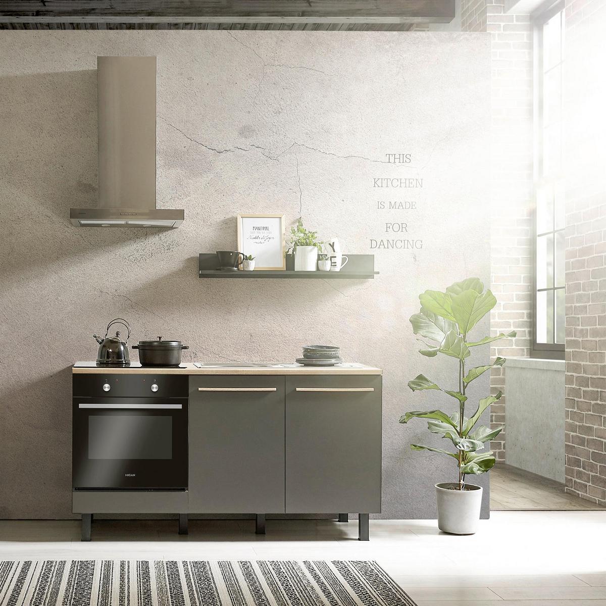 Kuhinjski Blok Brez Aparatov Bilberry, Siva, Hrast, 160cm - hrast sonoma/antracit, Design, leseni material (160cm) - MID.YOU