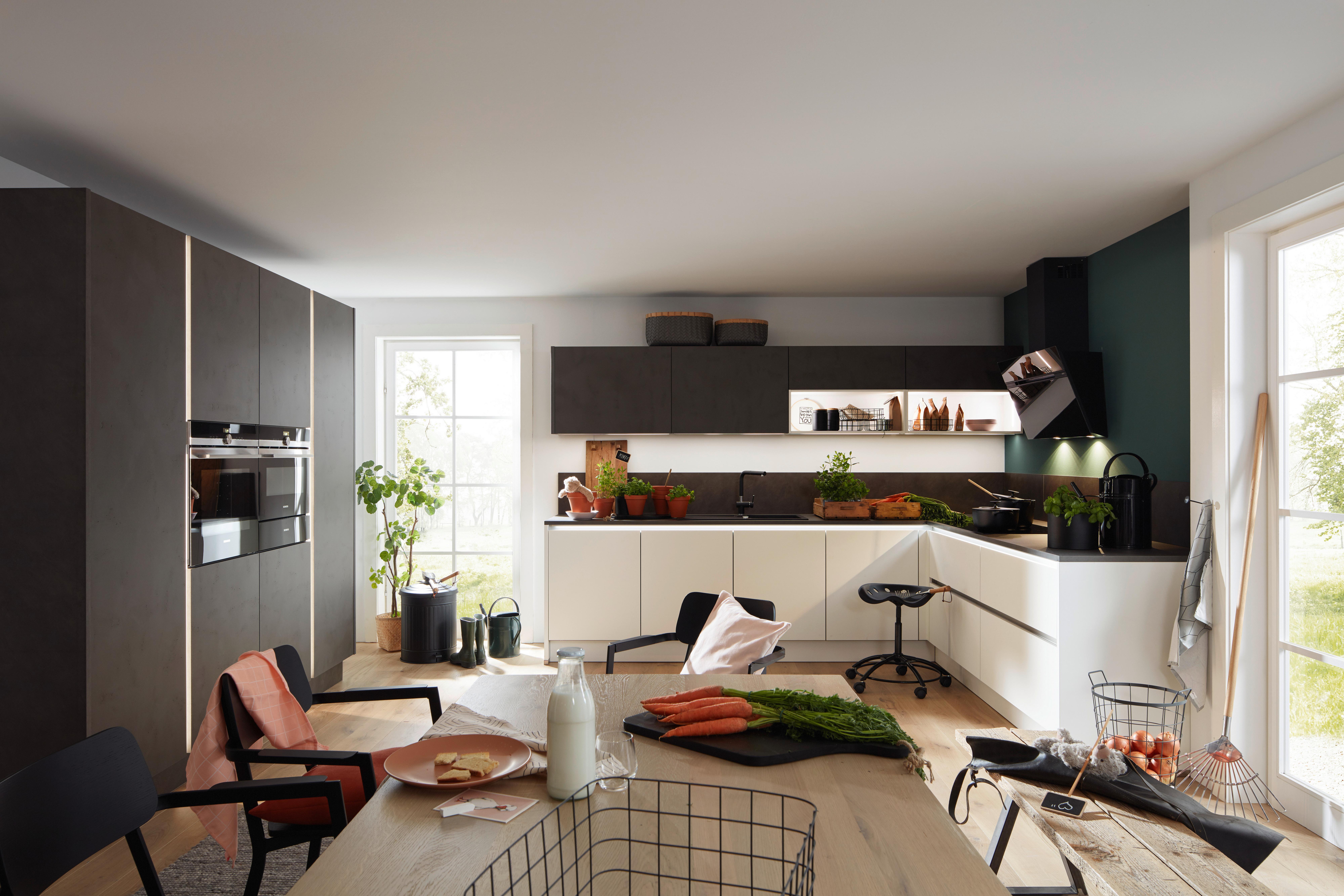 Einbauküche Portland / Plus in Anthrazit / Weiß - Anthrazit/Weiß, MODERN, Holzwerkstoff - Nolte Küchen