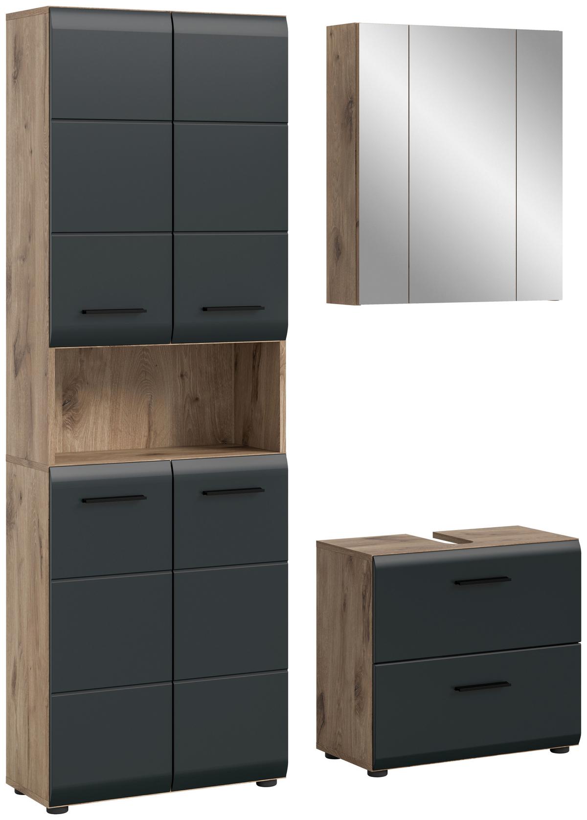 BADEZIMMER ICE - Eiche dunkel/Schwarz, Basics, Holzwerkstoff/Kunststoff (120cm) - MID.YOU