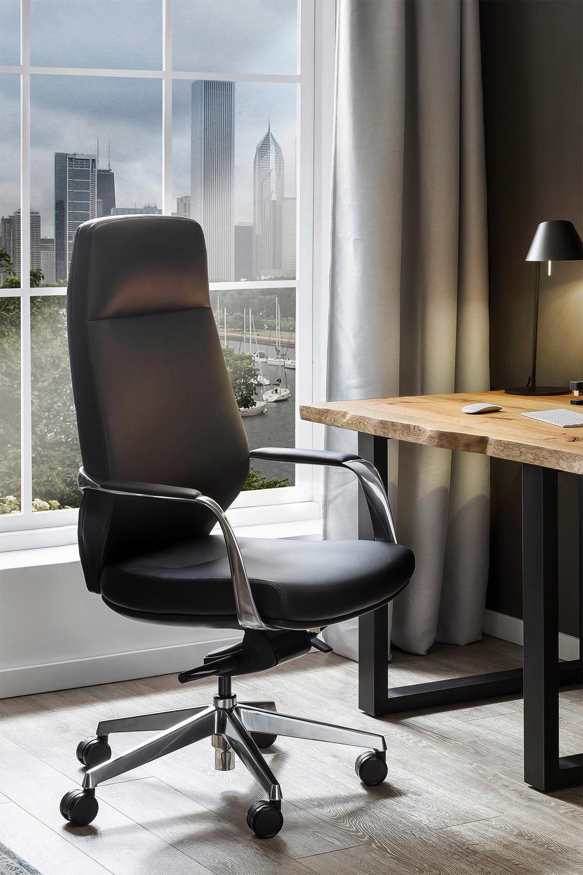 Pisarniški Stol Büro, Črna - srebrne barve/črna, Moderno, kovina/umetna masa (63/120,5/66cm) - Livetastic