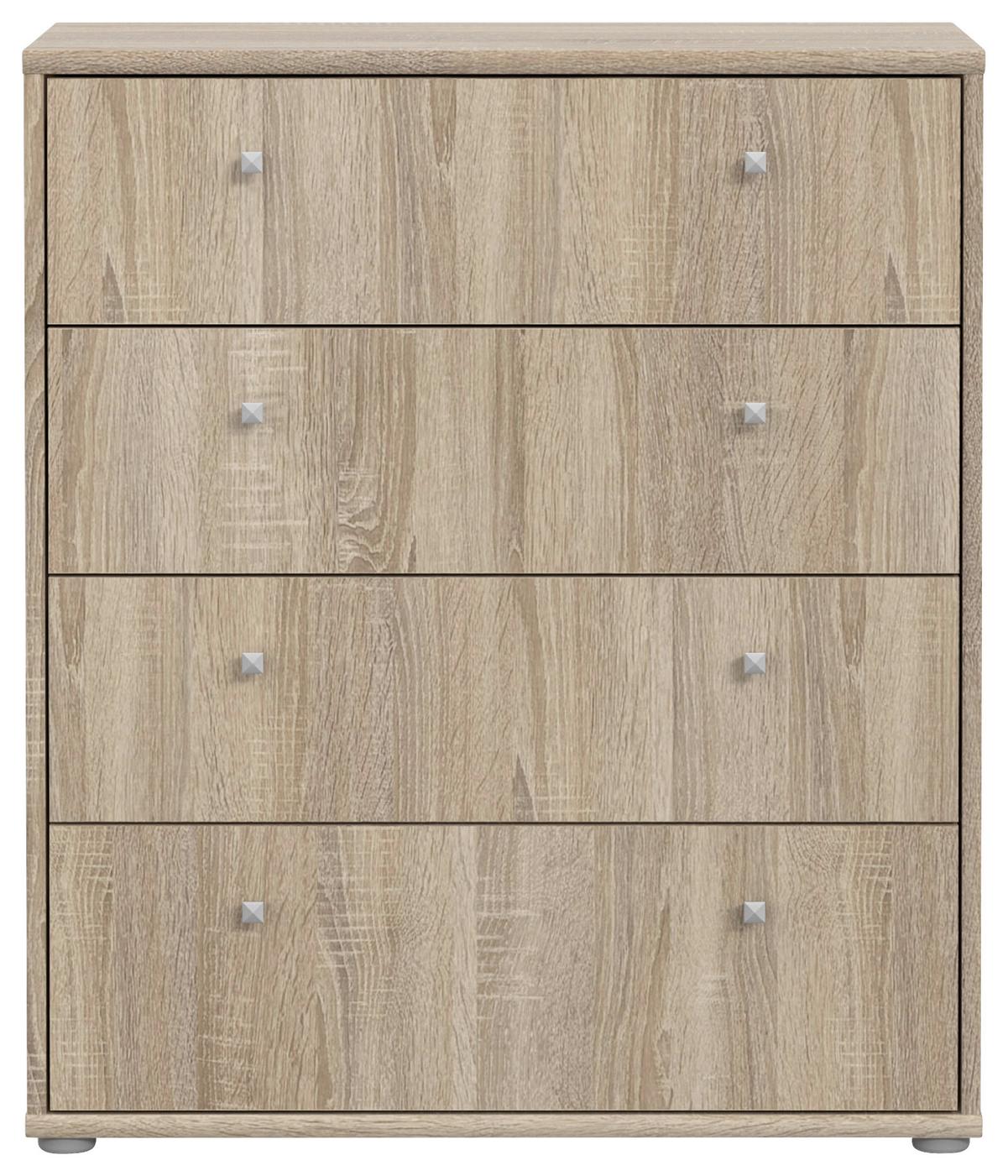 Komoda Tempra 2, Barva Hrasta - barve aluminija/hrast sonoma, Design, umetna masa/leseni material (73,7/85,5/34,8cm)