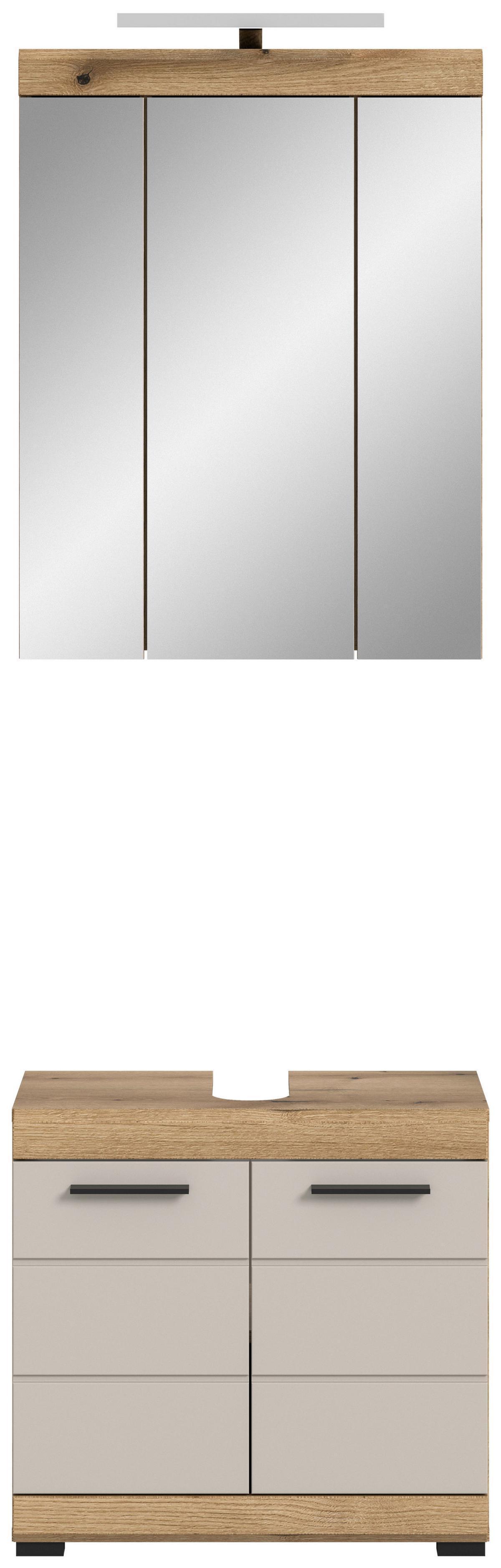 Badezimmer Scout 2-tlg. mit LED ca. 60 cm Kaschmir - Schwarz, MODERN, Glas/Holzwerkstoff (60cm) - MID.YOU