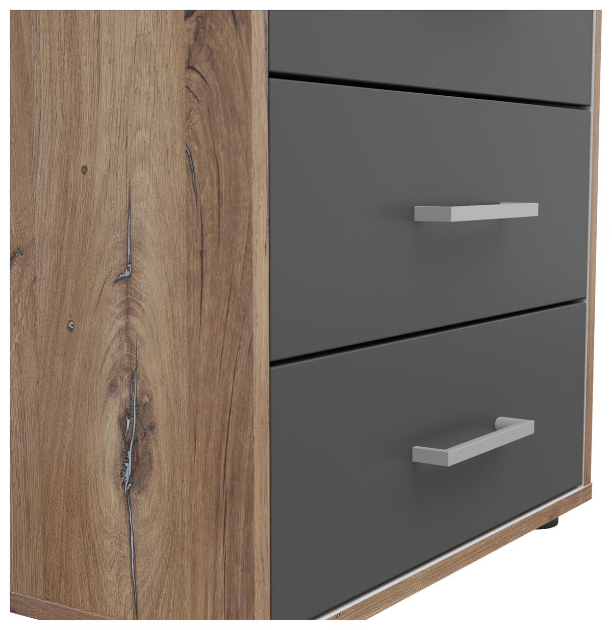 NOPTIERA SMART 3 - culoare lemn stejar/antracit, Basics, material pe bază de lemn (50/54/35cm) - Modern Living