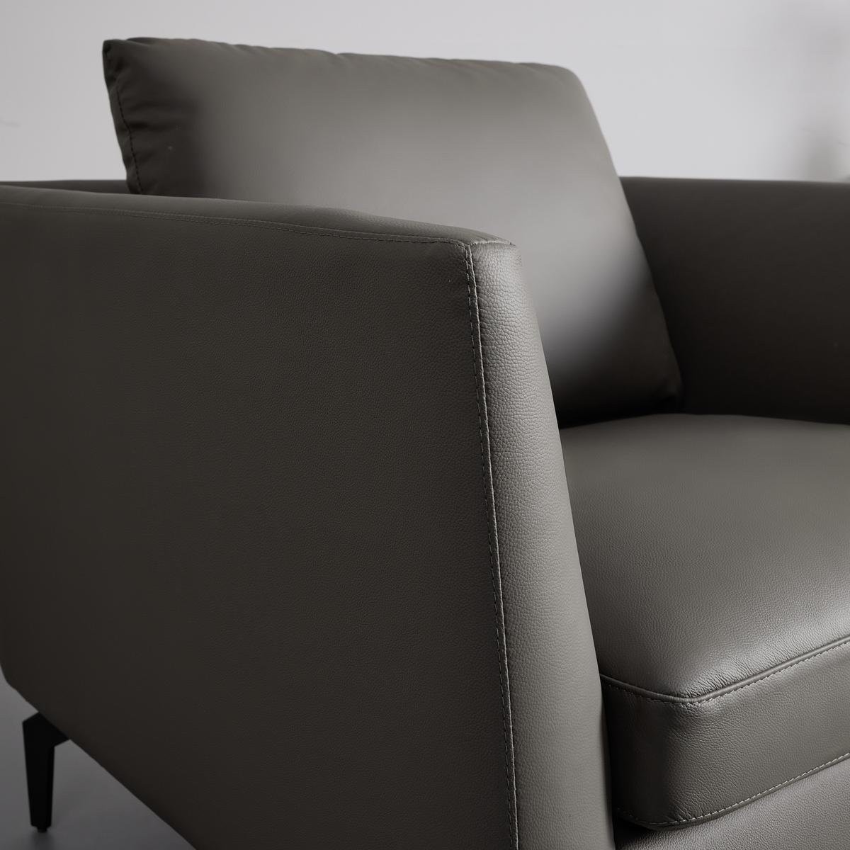 Naslanjač Chesterfield Bella, Usnjen - siva/črna, Moderno, kovina/tekstil (95/78/90cm) - Bessagi Home