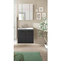 Kopalnica Ice, Črna, Barva Hrasta, 2-Delna - črna/bela, Basics, umetna masa/leseni material (60cm) - MID.YOU