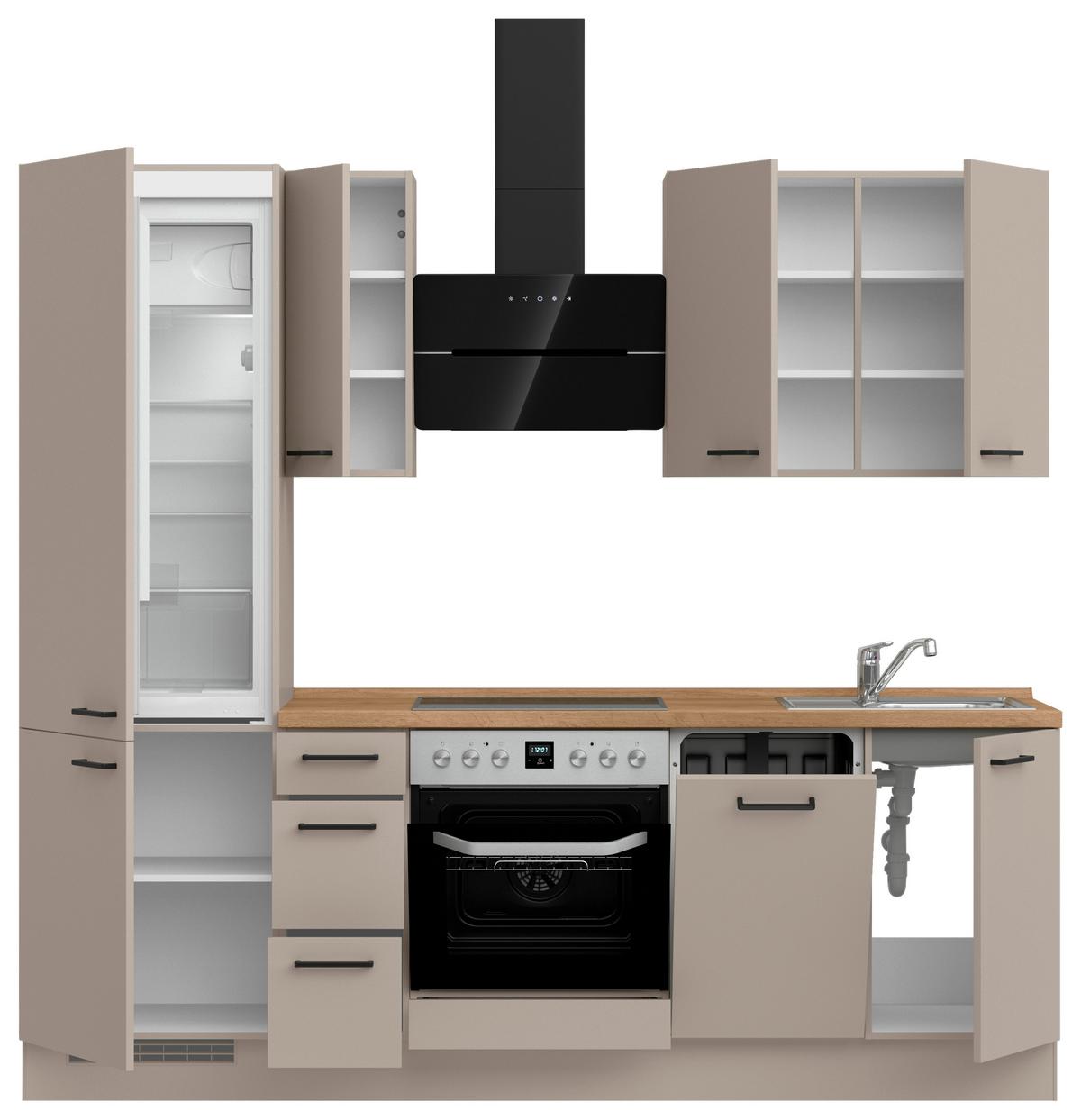 Küchenblock Easytouch High m. Geräten Sandfarben - Sandfarben/Eichefarben, MODERN, Holzwerkstoff/Metall (240cm) - Nobilia
