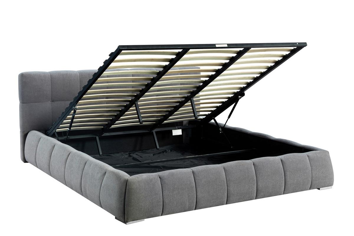 Oblazinjena Postelja Natalia, Siva, 180x200cm - črna/siva, Design, kovina/umetna masa (208/90/228cm) - Livetastic