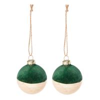 Set Kuglica Za Bor Natalya 2/1, Ø: 6cm - zelena, staklo/metal (6cm) - Modern Living