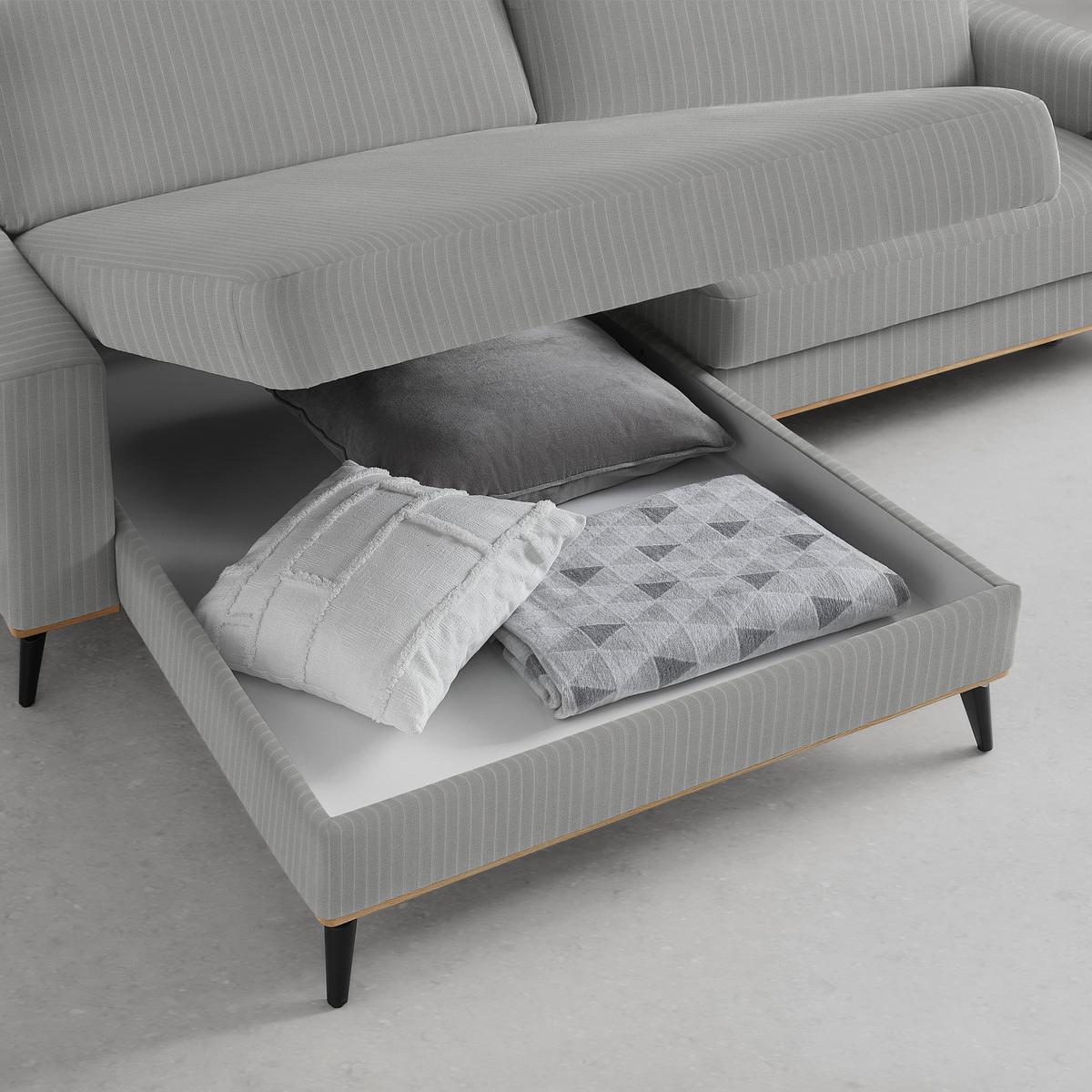 Wohnlandschaft Romeo Grau - Schwarz/Grau, KONVENTIONELL, Textil/Metall (167/87/234cm) - Zandiara