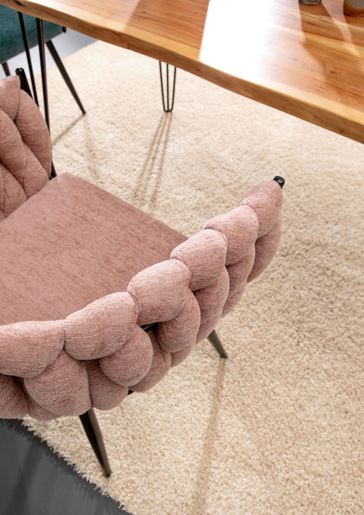 KRZESŁO Z PODŁOKIETNIKAMI WEAVY - różowy/czarny, Design, metal/tkanina (60/78/55cm) - Landscape