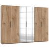 Drehtürenschrank Level 36A mit Spiegel ca. 300 cm Eiche Dekor - Chromfarben/Eichefarben, MODERN, Holzwerkstoff (300/216/58cm) - MID.YOU