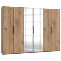 Drehtürenschrank Level 36A mit Spiegel ca. 300 cm Eiche Dekor - Chromfarben/Eichefarben, MODERN, Holzwerkstoff (300/216/58cm) - MID.YOU