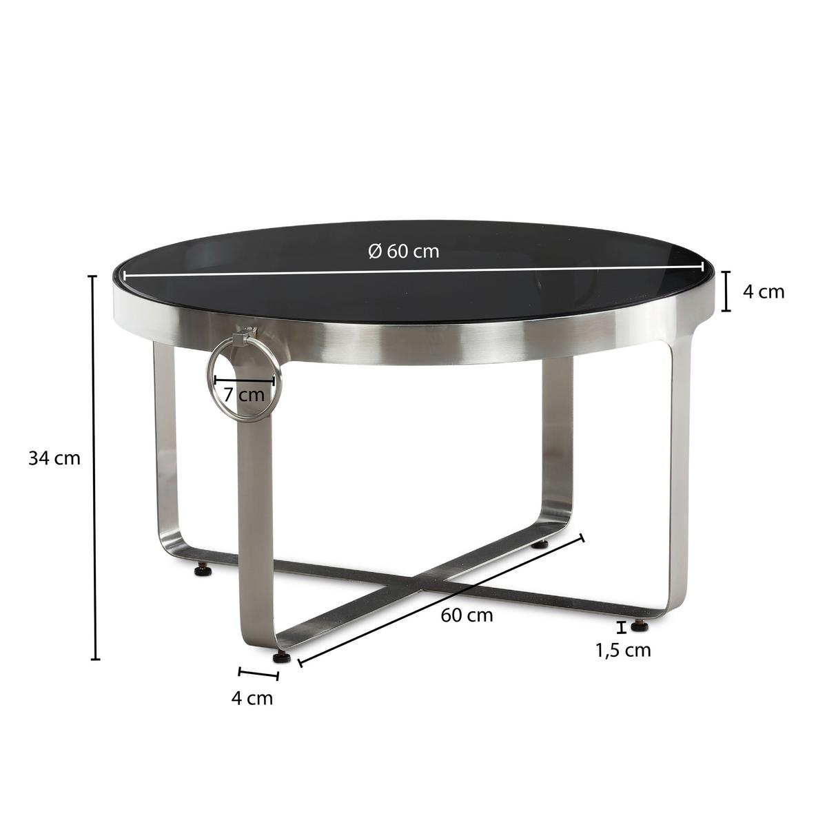 COUCHTISCH WL7.127 - Silberfarben/Schwarz, Design, Glas/Metall (60/60/34cm) - MID.YOU
