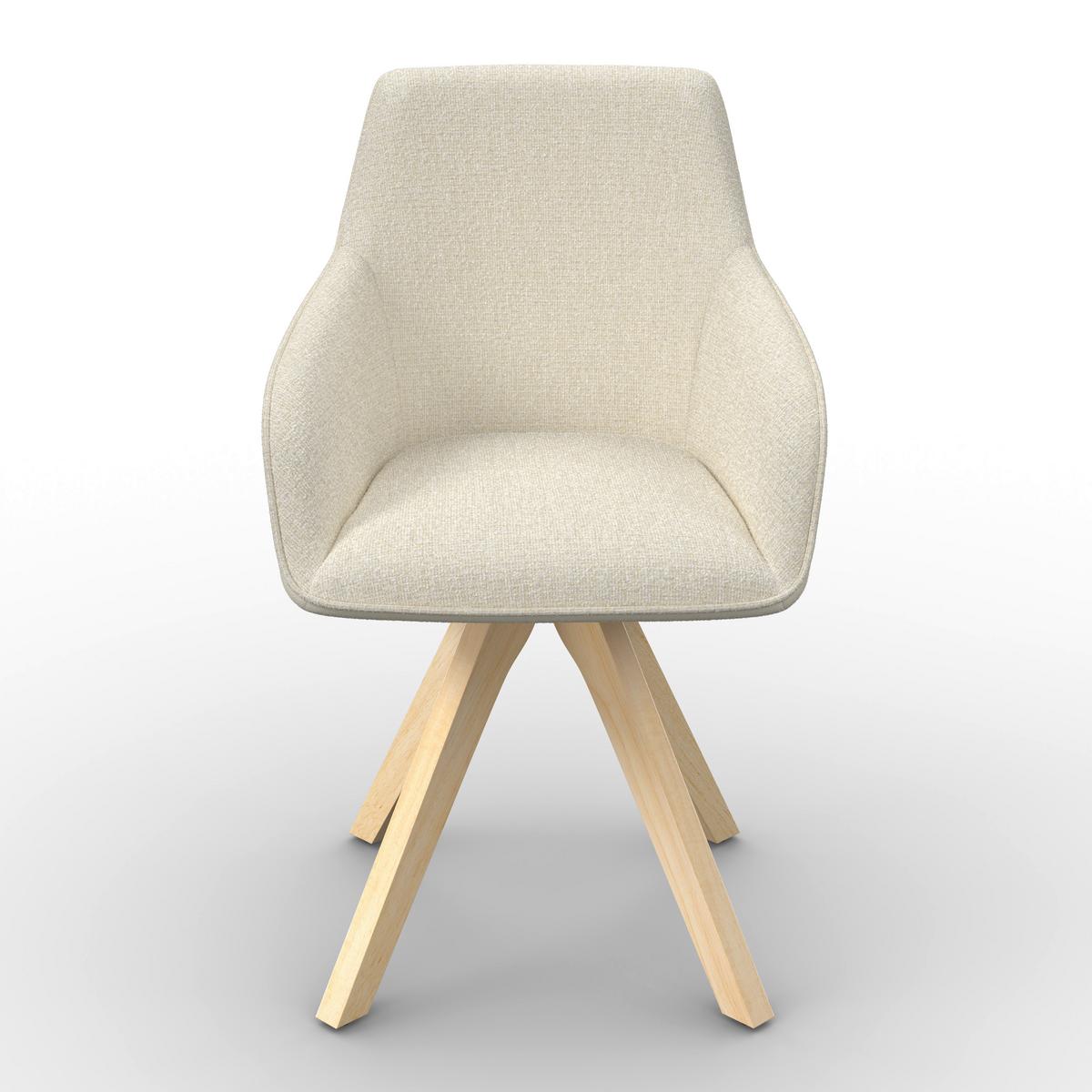 Armlehnstuhl Serena Creme Chenille/Leinenoptik Drehbar - Eichefarben/Creme, MODERN, Holz/Textil (62/86/65cm) - Bessagi Home
