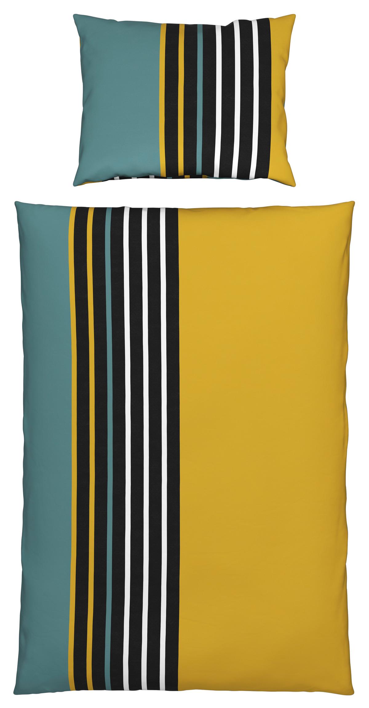 Posteljina Anton 140x200/60x80cm - zelena/žuta, Konvencionalno, tekstil (140/200cm) - Modern Living