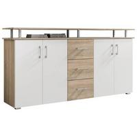 Komód 4 Ajtó 3 Fiók Lift - tölgyfa/fehér, Modern, faalapú anyag (178/90/38cm)